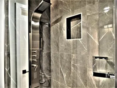 a bathroom with a shower with a glass door at iResidence in Toronto - Fantastic Vacation Home with Breakfast in Toronto