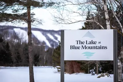 a sign that reads the lake at blue mountains at Boutique Suite #4 in Blue Mountains