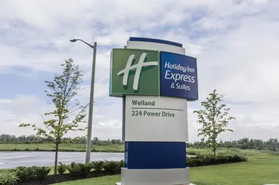 a sign for a hyundaiergy express and shuttle at Holiday Inn Express & Suites - Welland in Welland
