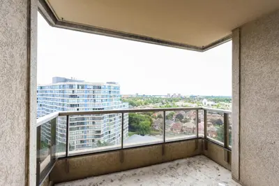 a balcony with a view of a city at PlanURstay - Amazing 2BR & 2BTH - Near Square One Mall in Mississauga