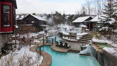 a pool in a yard covered in snow at Great Location, Pool, Blue Mountain 2 BDRM Dream in Blue Mountains