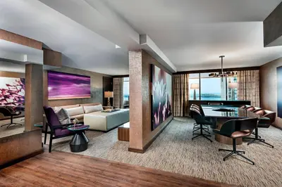 a living room with a couch and a table at The Westin Harbour Castle, Toronto in Toronto