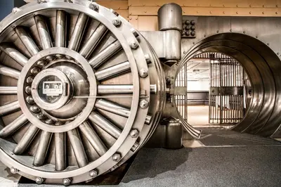 a large metal turbine in a room at One King West Hotel and Residence in Toronto