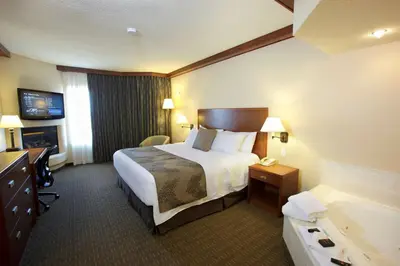 a hotel room with a bed and a bath tub at Best Western Plus Lamplighter Inn & Conference Centre in London