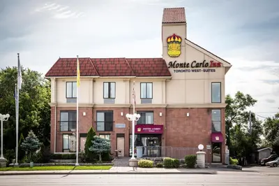a rendering of the front of the mariano cartridge inn at Monte Carlo Inn Toronto West Suites in Mississauga