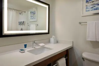 a bathroom with a white sink and a mirror at Four Points by Sheraton Toronto Airport in Mississauga