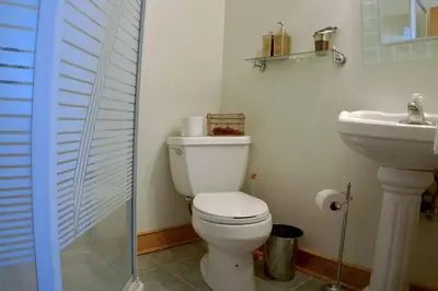 a bathroom with a toilet and a sink at Emilyville Inn in Campbellford