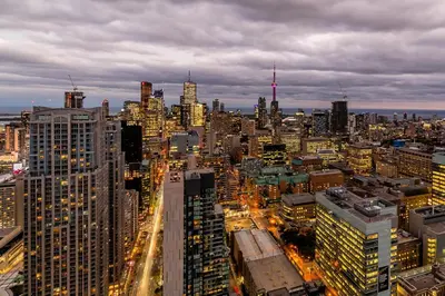 a view of a large city at night at Urban Skyline in Toronto