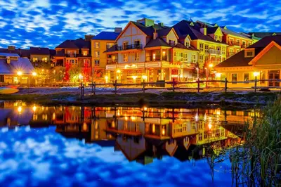 a group of houses in a town at night at Wintergreen 127 in Blue Mountains