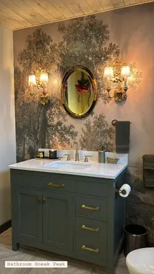 a bathroom with a sink and a mirror on the wall at The Prince Edward County Church, A Unique Escape in Belleville