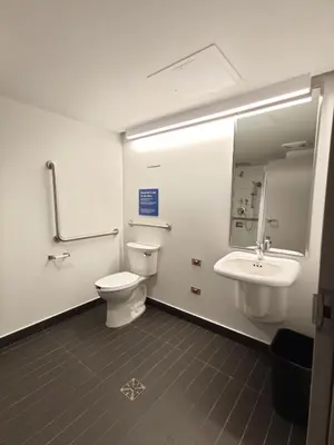a bathroom with a toilet and a sink at Toronto Metropolitan University-Daphne Cockwell Complex Residence in Toronto
