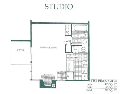 a floor plan of the park suite at Blue Mountain Luxury Studio in Blue Mountains
