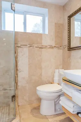 a bathroom with a toilet and a sink at Nature Oasis Mar Suite in Dundas