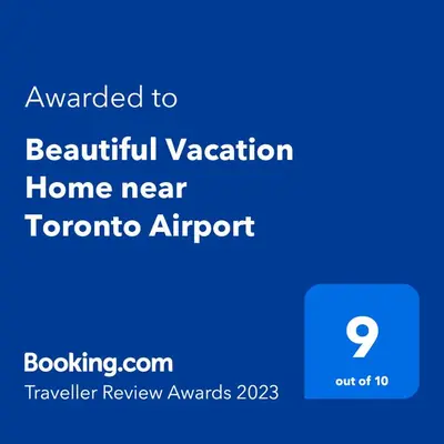 a screenshot of a phone with the text awarded to beautiful vacation home near tomato airport at Beautiful Vacation Home near Toronto Airport in Mississauga