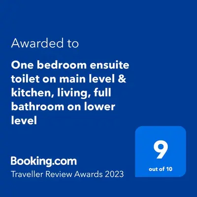 a screenshot of a phone with the text upgraded to one brown invite toilet on main at Beautiful Vacation Home near Toronto Airport in Mississauga