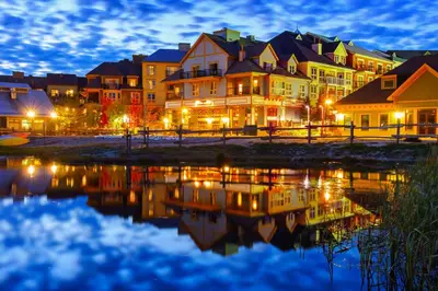 a group of houses in a town at night at Condo 204 at North Creek Resort in Blue Mountains