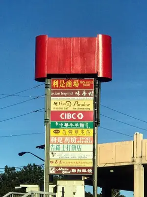 a group of signs on the side of a building at Guest House Basement - Master Bedrooms in Bayview Village in Toronto