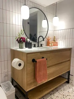 a bathroom with a sink and a mirror at Professionally Designed 1-Bedroom in Prime Toronto in Toronto