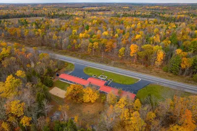 an aerial view of a train on a road at Moira Lake Motel in Madoc