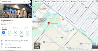 a screenshot of a google maps page with a map at Guest House Room No 02 in Mississauga