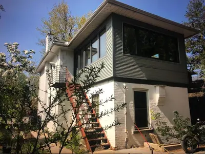 a house with a black and white at Lady Hamilton in Stratford